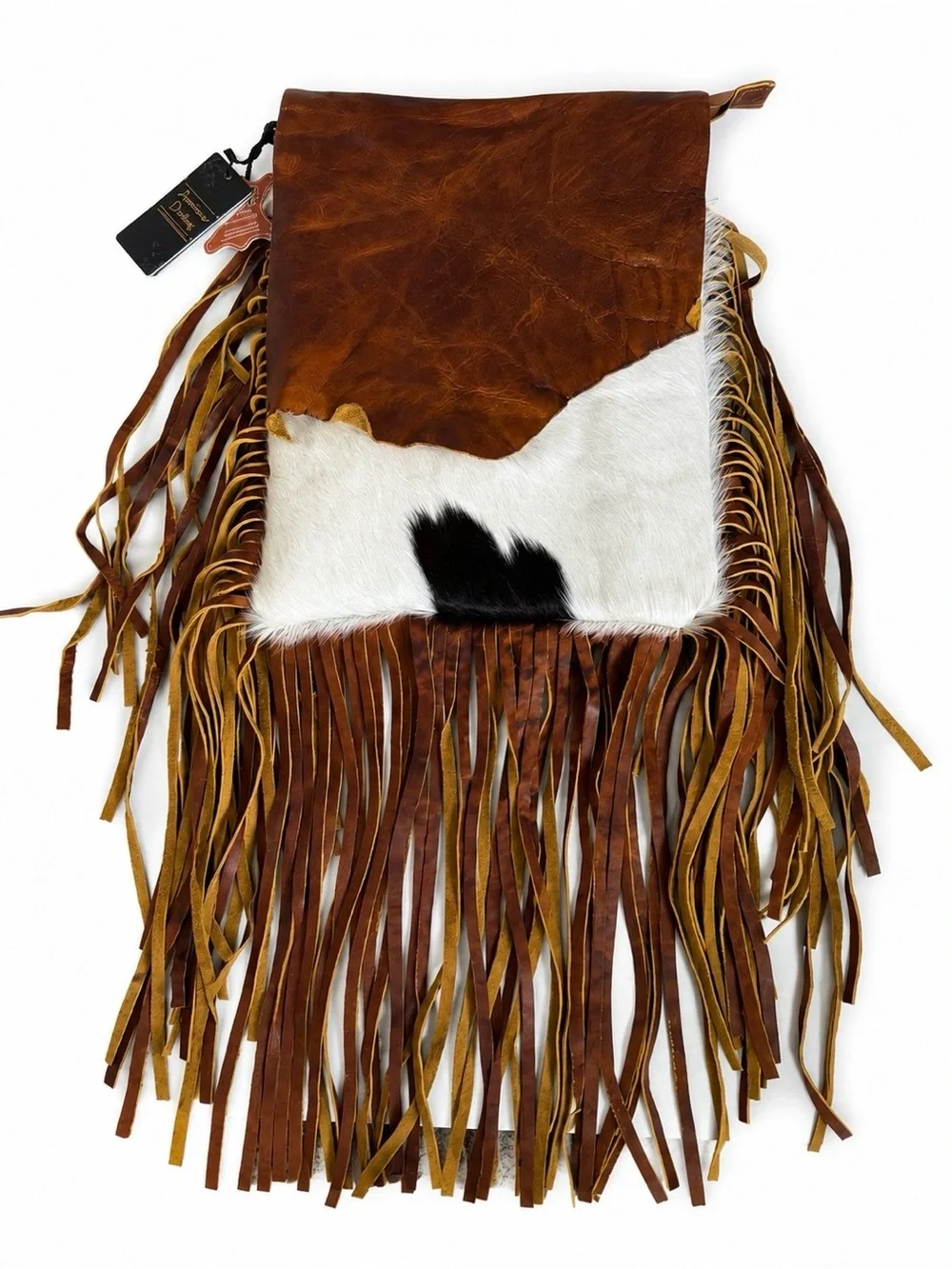 American Darling Hair-On Hide Leather Western Messenger Fringe Bag BNWT